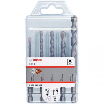 Bosch  HEX-5 - Set burghie de zidarie 4-10  mm tija hexagonala 5 bucati