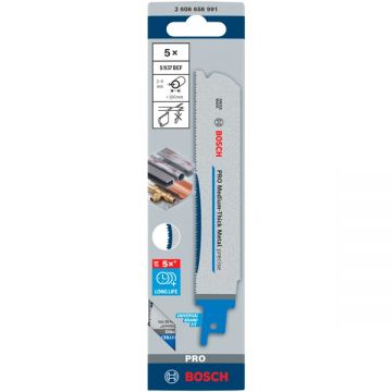 Bosch  S 937 BEF - Set panze fierastrau sabie bimetal 150 mm 14+16+18 dinti/inch dantura 3x3 Tooth Geometry Micro Edge 5 bucati