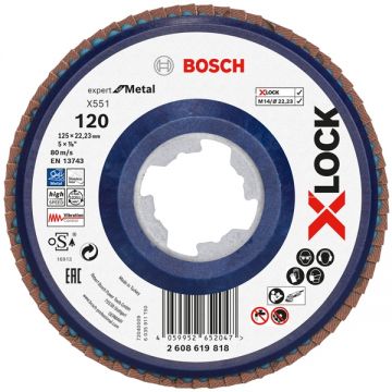 Bosch  X-LOCK X551 - Disc lamelar profil drept 125x22.2 mm granulatie 120
