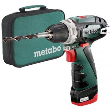 Metabo  PowerMaxx BS - Masina de gaurit si insurubat cu 1 acumulator Li-Ion 10.8 V 2.0 Ah 34 Nm led iluminare geanta textila