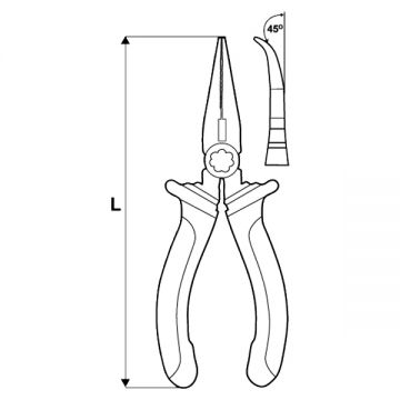 Topmaster  210145 - Cleste cu varf semirotund indoit 160 mm
