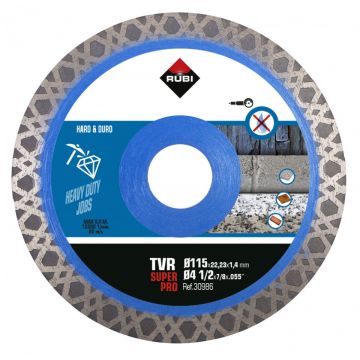Disc diamantat pt. materiale foarte dure 115mm, TVR 115 SuperPro - RUBI-30986