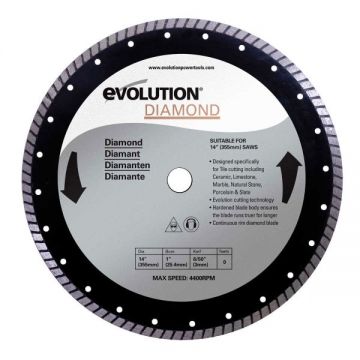 Disc pentru fierastrau circular, taiere marmura, piatra Evolution RAGEBLADE355D, O355x25.4 mm