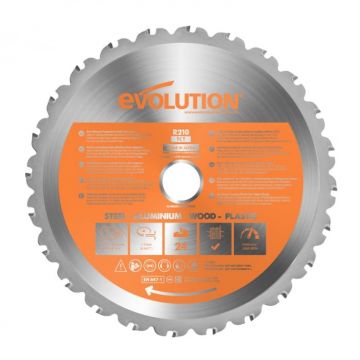 Disc pentru fierastrau circular, taiere multifunctionala Evolution RAGEBLADE210MULTI-1083, O210 x 25.4 mm, 24 dinti