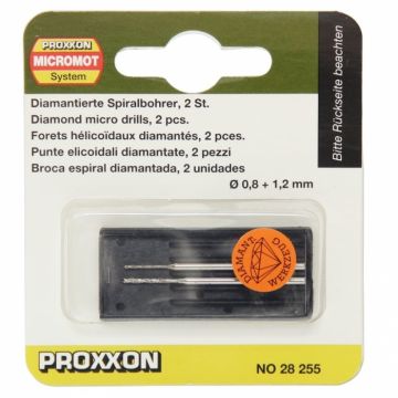 Set burghie diamantate pentru pietre semipretioase Proxxon 28255, O0.8-O1.2 mm, 2 piese