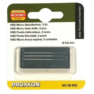 Set burghie HSS pentru metal, plastic si lemn Proxxon 28852, O0.8 mm, 3 bucati