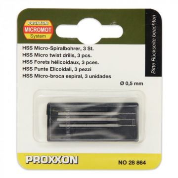 Set burghie HSS pentru metal, plastic si lemn Proxxon 28864, O0.5 mm, 3 bucati