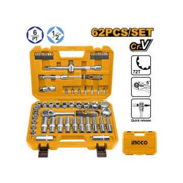 INGCO Set mufe 62 piese 1/2