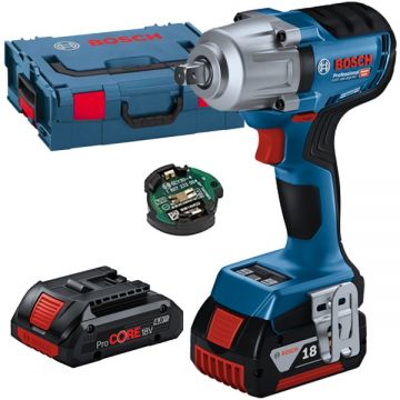 Bosch  GDS 18V-450 PC - Masina de insurubat cu impact cu 2 acumulatori Li-Ion 18 V 4 Ah patrat 1/2 inch 450 Nm M10-M20 valiza speciala accesorii
