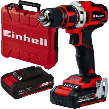 Einhell  TE-CD 18/40-1 Li PXC  - Masina de gaurit si insurubat cu 2 acumulatori Li-Ion 18 V 1.5 Ah 40 Nm valiza plastic