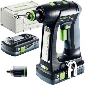 Festool  C 18 HPC 4.0 I-Plus - Masina de gaurit si insurubat cu 2 acumulatori Li-Ion 18 V 4 Ah 45 Nm valiza speciala accesorii