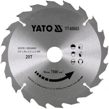 Yato  YT-60665 - Panza fierastrau circular lemn 210x30x3.2 mm 20 dinti
