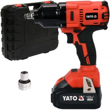 Yato  YT-82806 - Masina de insurubat cu impact cu 1 acumulator Li-Ion 18 V 3 Ah patrat 1/2 inch 700 Nm - valiza plastic