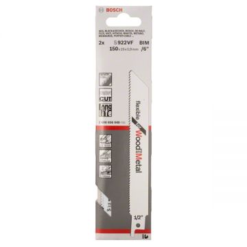 Bosch  S 922 VF - Set panze fierastrau sabie bimetal 150 mm 10-14 dinti/inch dantura progresiva 5 bucati