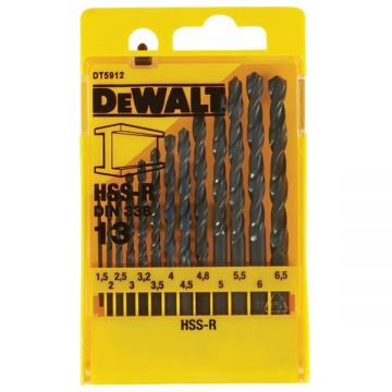 DeWalt  DT5912 - Set burghie metal HSS-R 1.5-6.5  mm tija cilindrica 13  bucati
