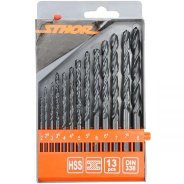 Sthor  21998 - Set burghie metal HSS 2-8  mm tija cilindrica 13  bucati