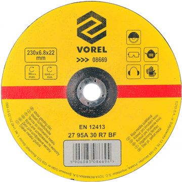 Vorel  08669 - Disc polizare metal 230x22x6.8  mm