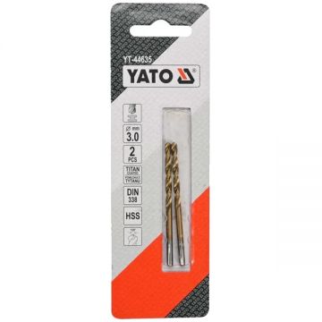 Yato  YT-44635 - Set burghie metal HSS-TIN 3  mm tija cilindrica 2  bucati