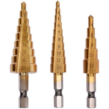 Yato  YT-44731 - Set burghie in trepte HSS-TIN 3-20 tija hexagonala 3 bucati