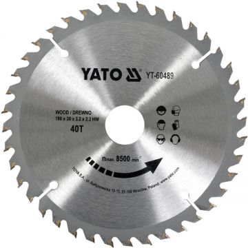 Yato  YT-60489 - Panza fierastrau circular lemn 190x30x3.2 mm 40 dinti