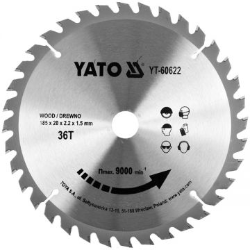 Yato  YT-60622 - Panza fierastrau circular lemn 185x20x2.2 mm 36 dinti