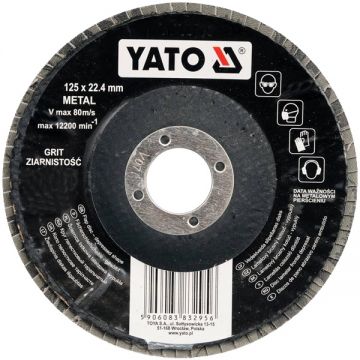 Yato  YT-83294 - Disc lamelar profil convex 125x22.4 mm granulatie 80