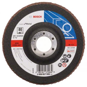 Bosch  Expert for Metal - Disc lamelar profil drept 125x22.2 mm granulatie 80