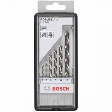Bosch  Robust Line HSS-G - Set 6 burghie metal HSS-G 2-8  mm tija cilindrica