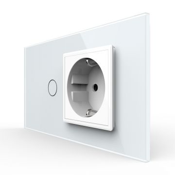 Intrerupator Simplu + Priza LIVOLO cu Rama Din Sticla, Standard Italian, 4M