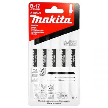 Makita  B-17 - Set panze fierastrau pendular tija cu un prag de prindere (T) 70 mm lemn taiere curba fina 5 bucati