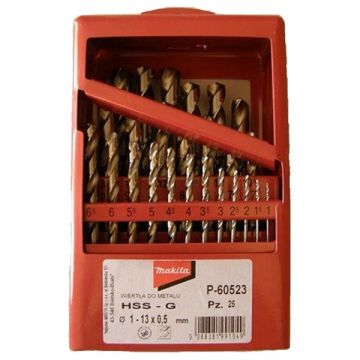 Makita  P-60523 - Set burghie metal HSS-G 1-13  mm tija cilindrica 25  bucati
