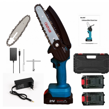 Mini fierastrau Mustang cu 2 acumulatori, 21V, 1.5 Ah, lama 18.5 cm