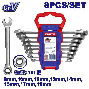 Set 8 Chei cu Clichet 8-19mm - ECSS10802, EMTOP