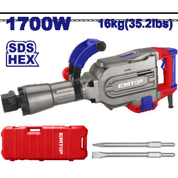 Ciocan demolator HEX, 1700W, 45J, 2 dalti, ambalat in cutie de transport - EDBRH1701, EMTOP