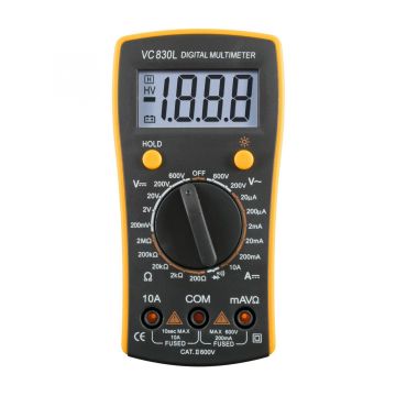 Multimetru Digital VC 830L, Tensiune AC/DC, Curent, Rezistenta, Ecran cu Lumina de Fundal