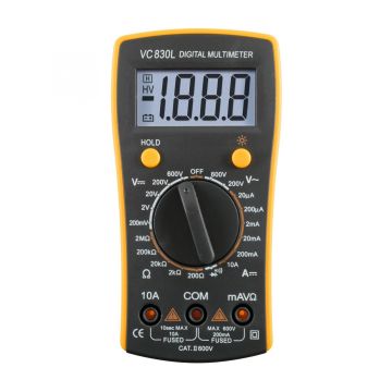 Multimetru Digital VC 830L, Tensiune AC/DC, Curent, Rezistenta, Ecran cu Lumina de Fundal