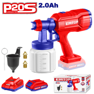 Pistol de vopsit cu 1 acumulator 2.0Ah, 800ml - ELSG20256, EMTOP