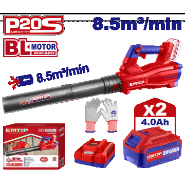Suflantă cu Acumulatori EMTOP, 20V, Motor Fără Perii, 8.5 m³/min – ELAB204282