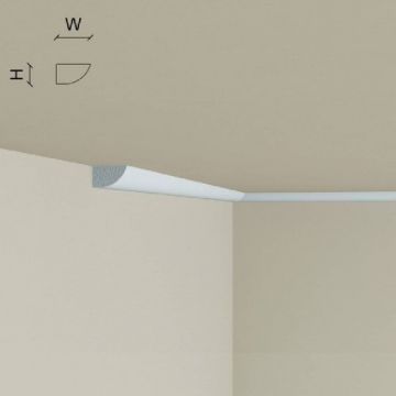 Cornisa decorativa Elegance Decor din polimer rigid C1, 1.1X1.9X200 cm - Dimensiune 1.1X1.9X200 cm