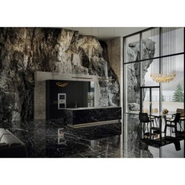 Gresie/Faianta Tagina Marquina Nero Lucios 120x280 calitatea a II-a - Dimensiune 120x280