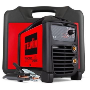 Aparat de Sudura cu Invertor FORCE 205 cu Electrozi MMA Curent Continuu 200A 230V Cutie Transport Plastic Rosu