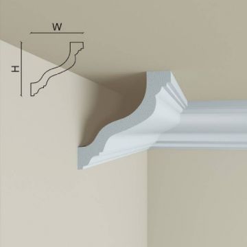 Cornisa decorativa Elegance Decor din polimer rigid C11, 10.8x11.2x200 cm - Dimensiune 10.8x11.2x200 cm