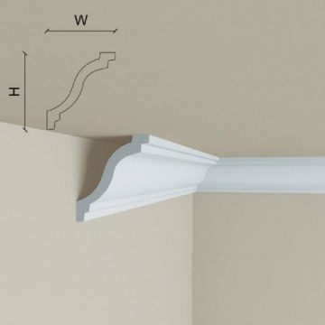 Cornisa decorativa Elegance Decor din polimer rigid C6, 5.4x5.2.x200 cm - Dimensiune 5.4x5.2.x200 cm