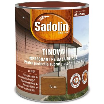 Impregnant pe baza de apa, Sadolin Tinova, pentru lemn, nuc, 2,5 l