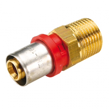 Racord prin presare Tiemme, filet exterior, drept, alama, 20 mm x 3/4