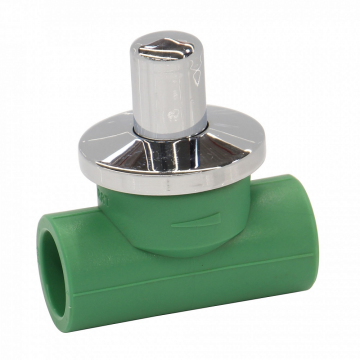 Robinet de trecere incastrat PPR Hausterm, cu ventil, verde, 20 mm