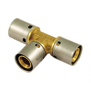 Teu egal cu presare PeX Tiemme, alama, auriu, diametru 16 mm