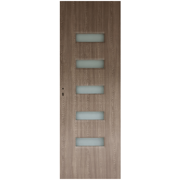 Usa interior celulara cu geam Pamate M104, reversibila, MDF, gri, toc fix, 200 x 80 cm x 3.5 cm