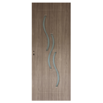 Usa interior celulara cu geam Pamate M107, reversibila, MDF, gri, toc fix, 200 x 80 cm x 3.5 cm