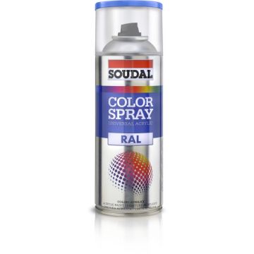 Vopsea spray acrilica pentru metal / plastic / lemn Soudal Color Spray, negru RAL 7016, lucios, interior/exterior, 400 ml